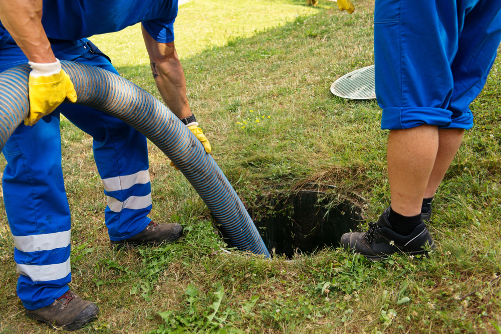 Septic tank pumping service at a residence