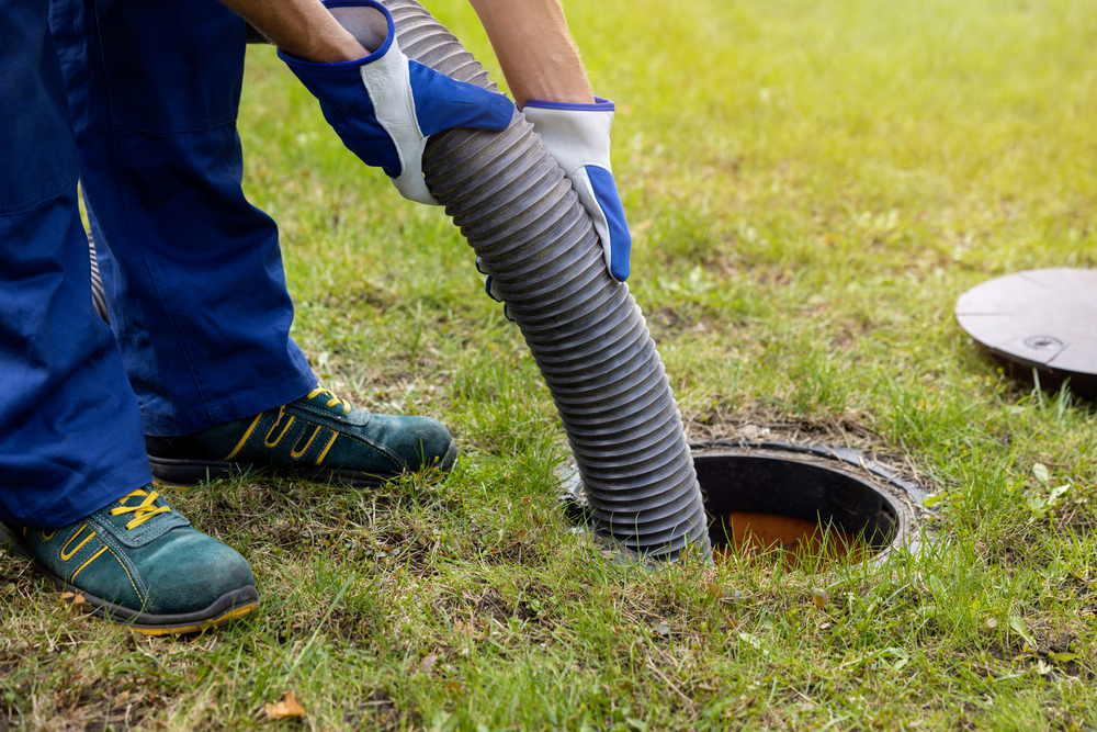 Septic tank pump-out in progress